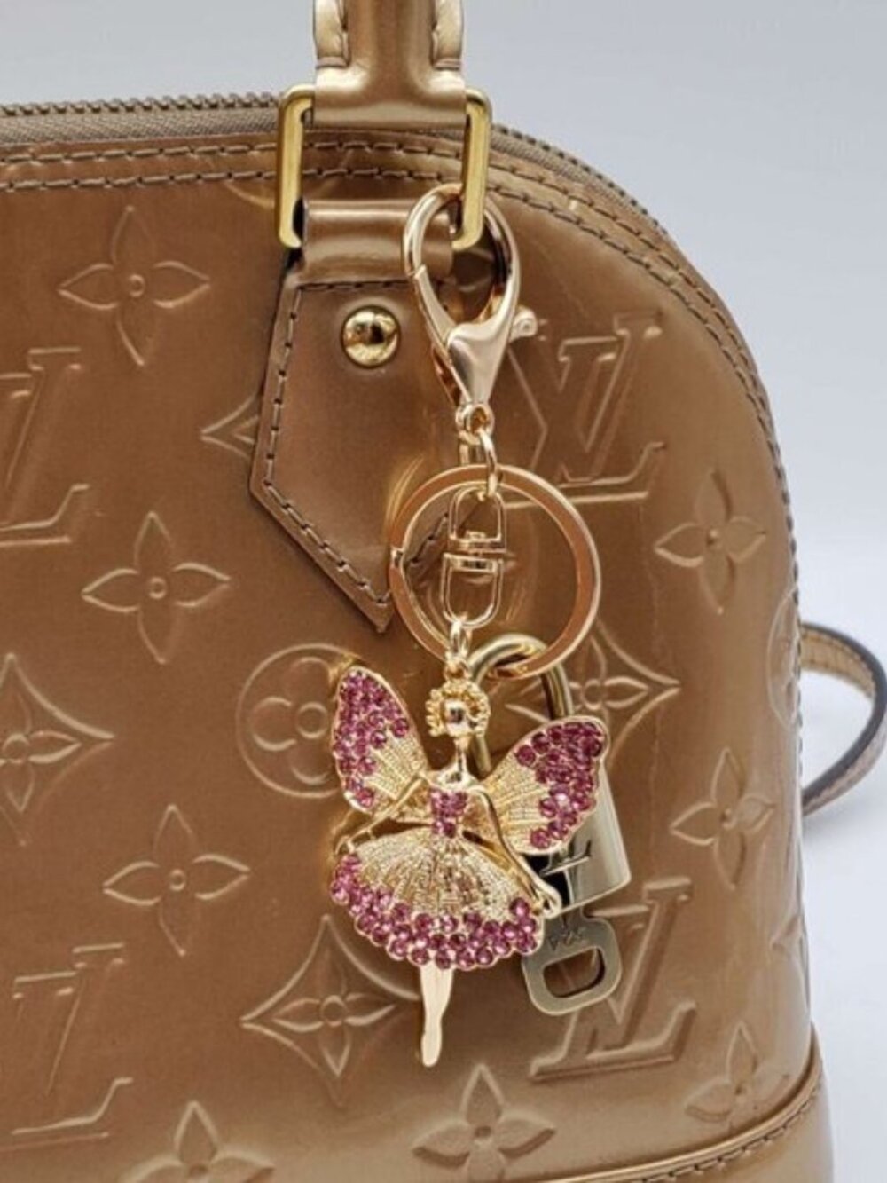 Authentic Louis Vuitton Gold Padlock 🔑 Unbranded Fairy Keychain Bag Charm LV